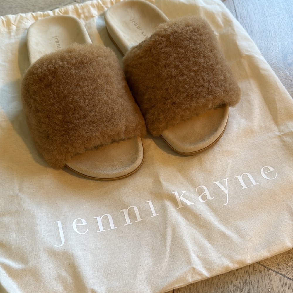 JENNI KAYNE Shearling Slide Sandal in Natural sz 7 / 37 BRAND NEW! Orig $325 - Picture 2 of 7